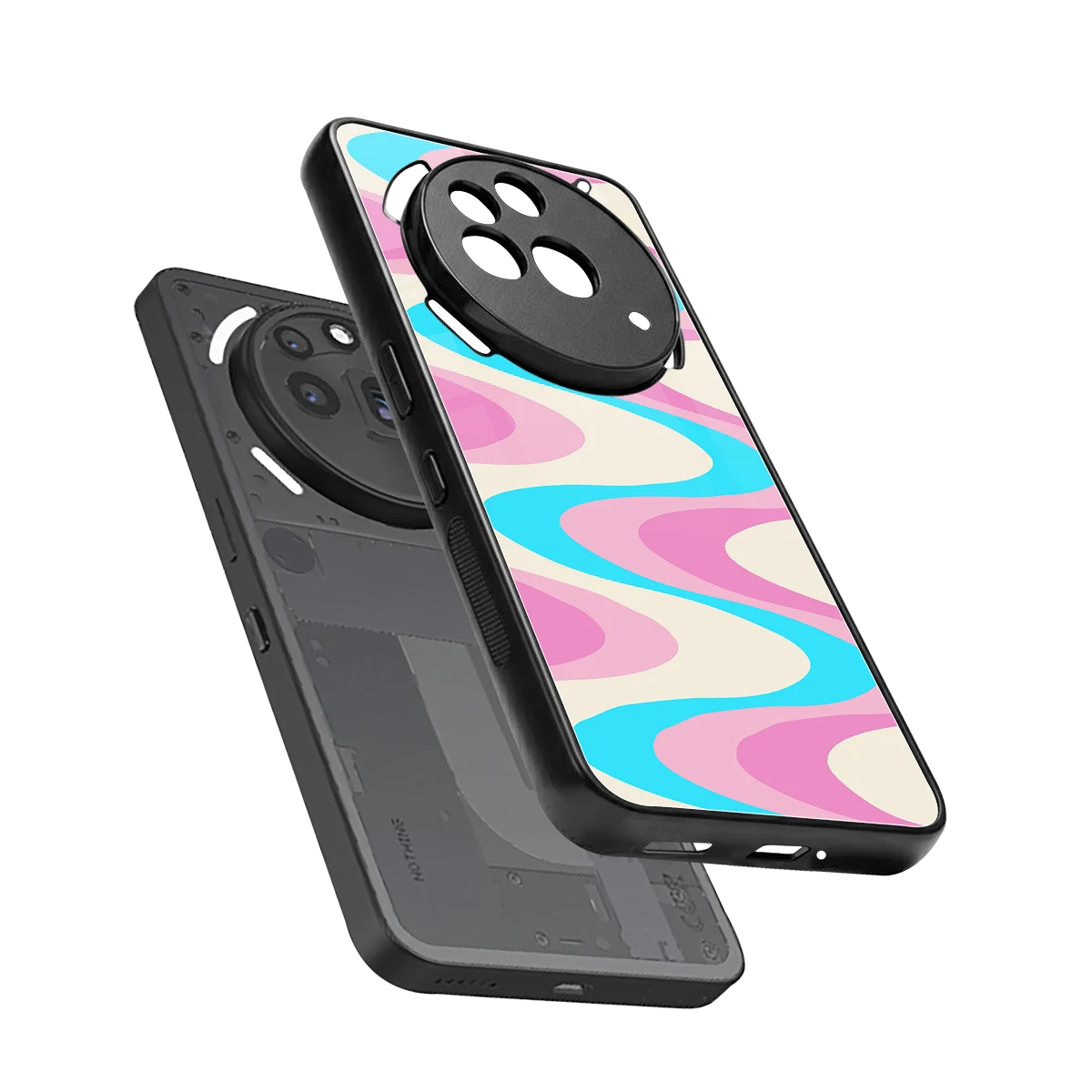 Psychedelic Zig sleek nothing phone 3a pro cover with tempered glass back and TPU edges