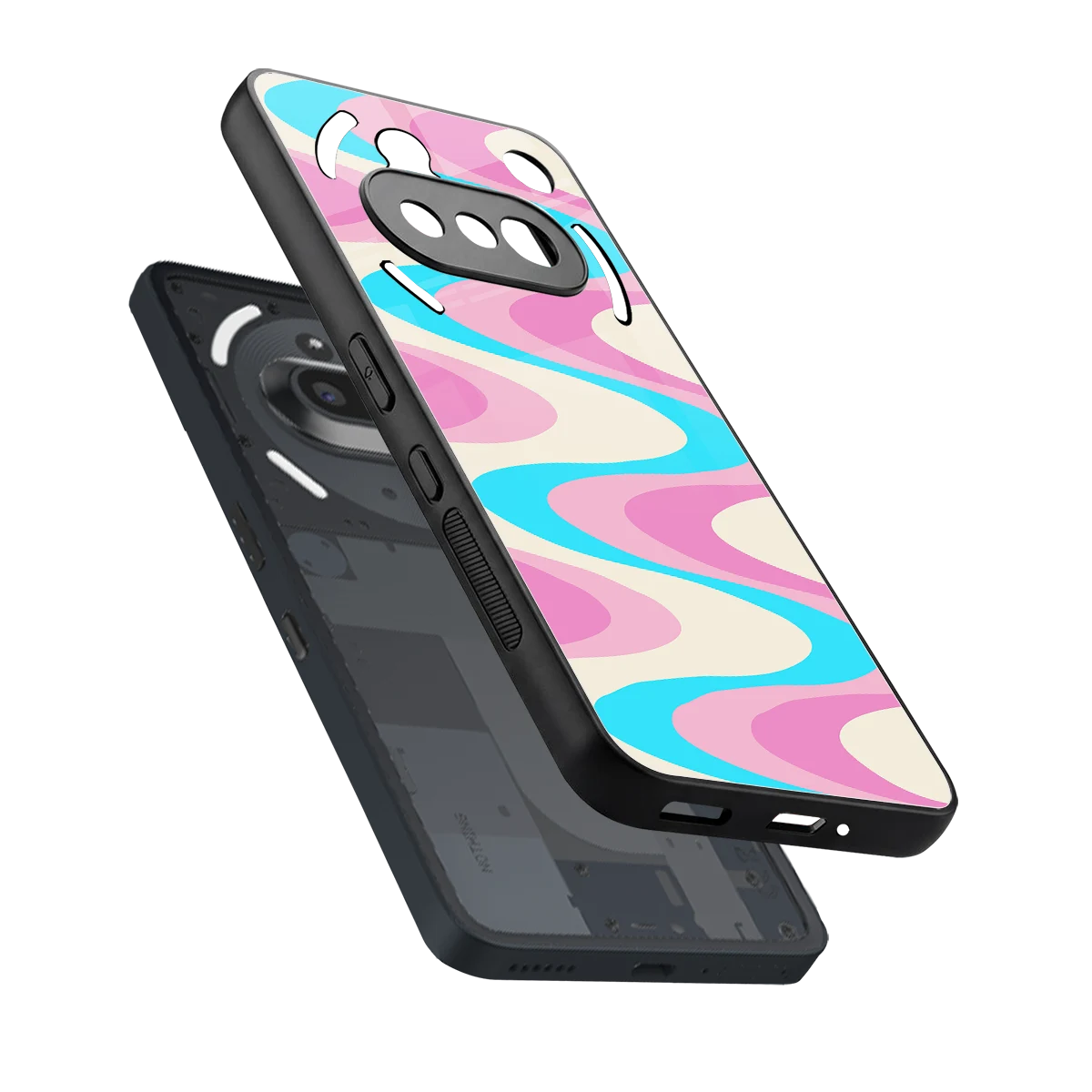 Psychedelic Zig sleek nothing phone 3a cover with tempered glass back and TPU edges