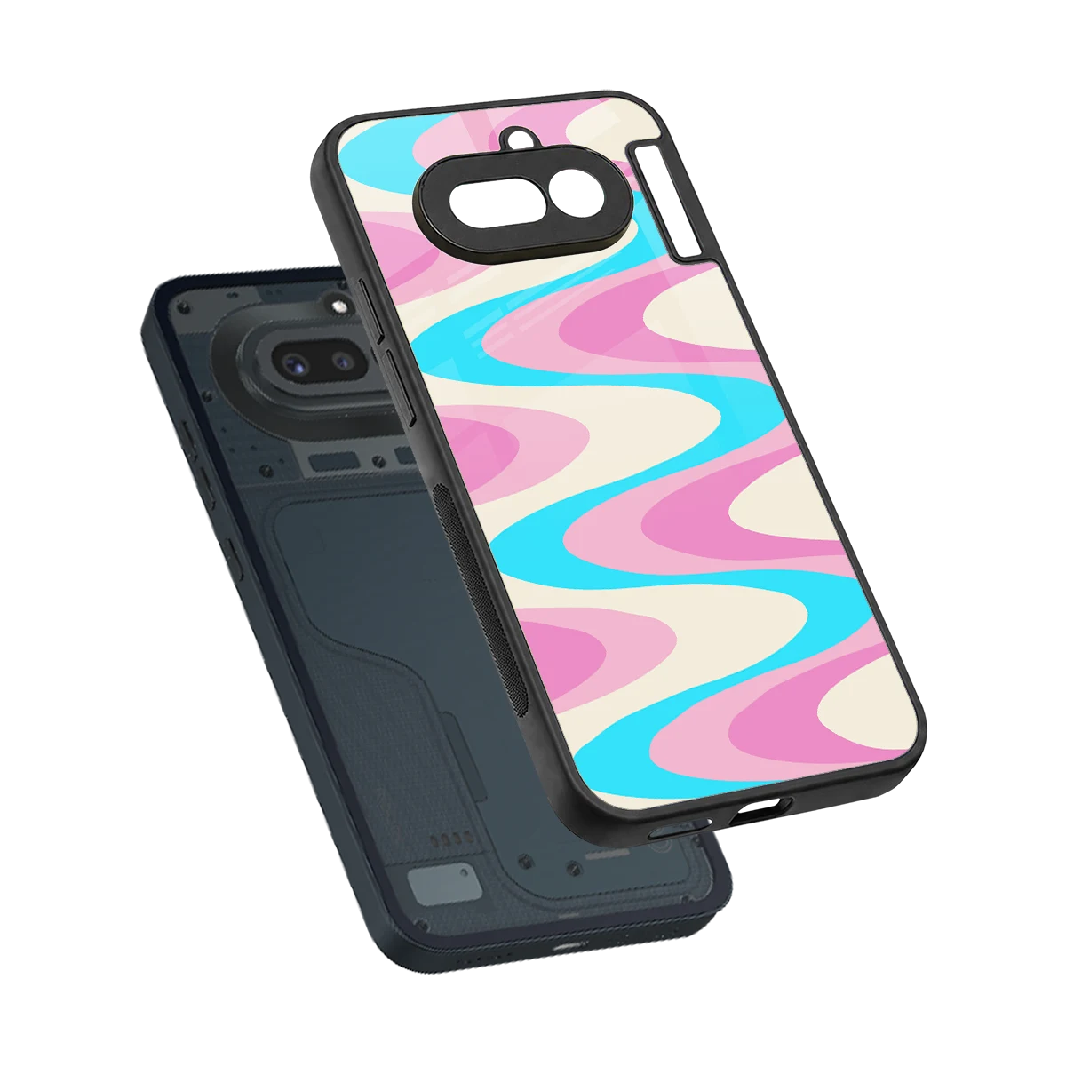Psychedelic Zig sleek nothing phone 4a cover with tempered glass back and TPU edges