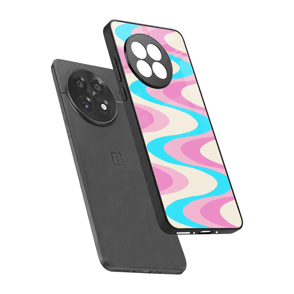 Psychedelic Zig sleek oneplus 13r cover with tempered glass back and TPU edges