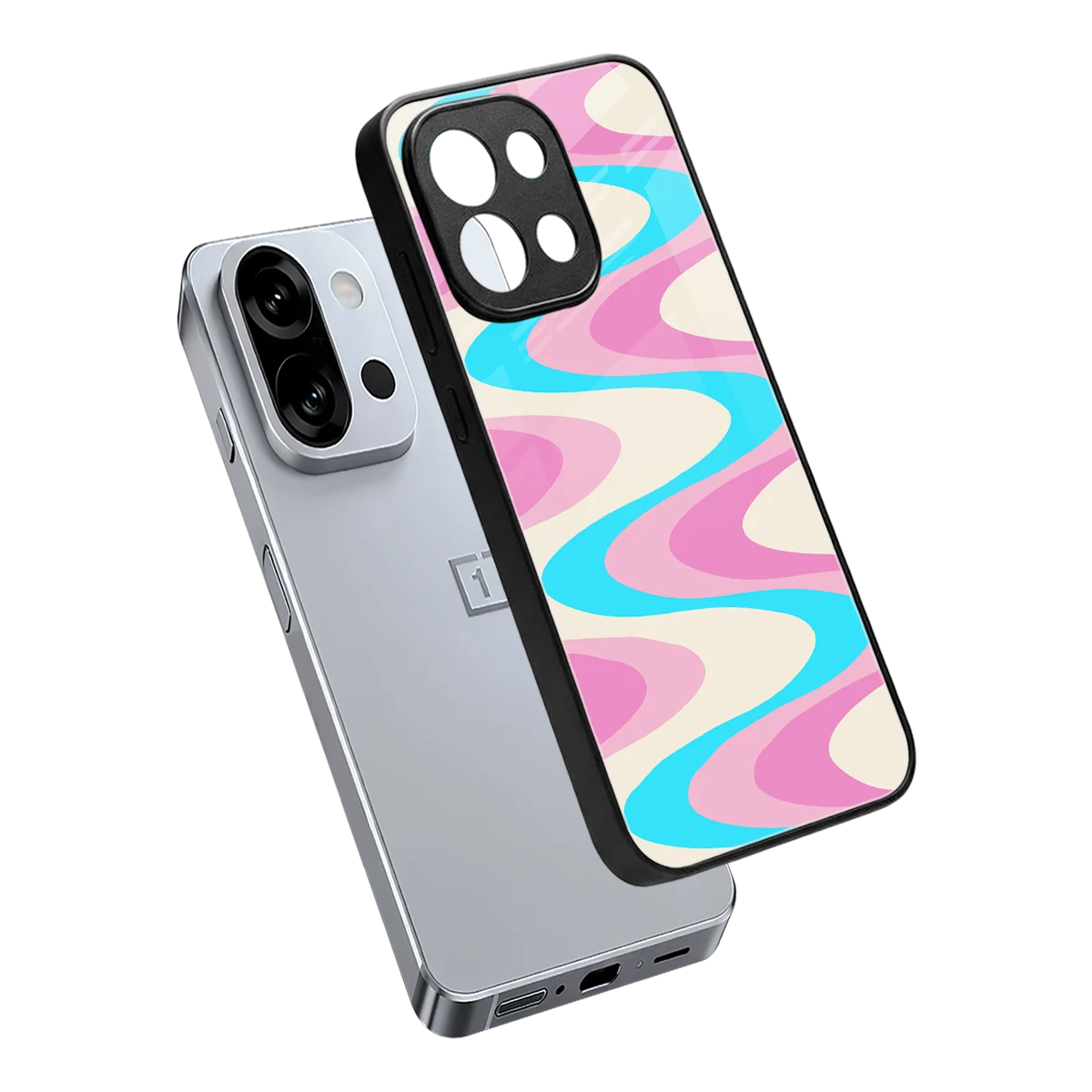 Psychedelic Zig sleek oneplus 13s cover with tempered glass back and TPU edges