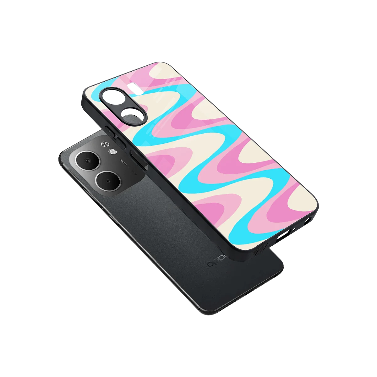 Psychedelic Zig sleek oppo a5x 5g cover with tempered glass back and TPU edges