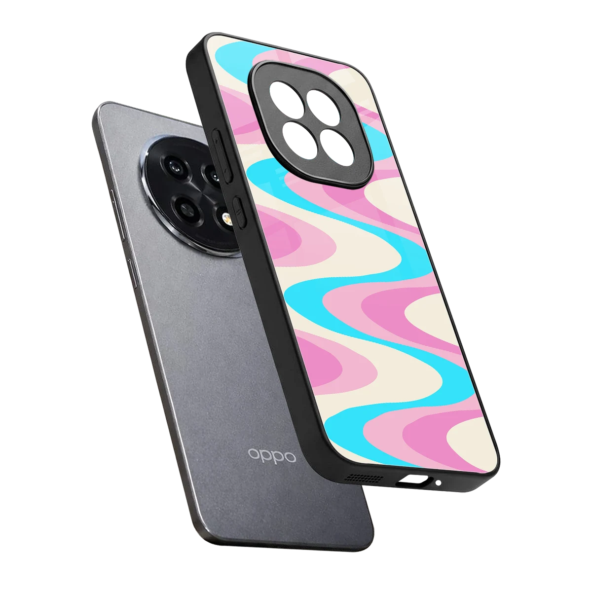 Psychedelic Zig sleek oppo f29 pro 5g cover with tempered glass back and TPU edges