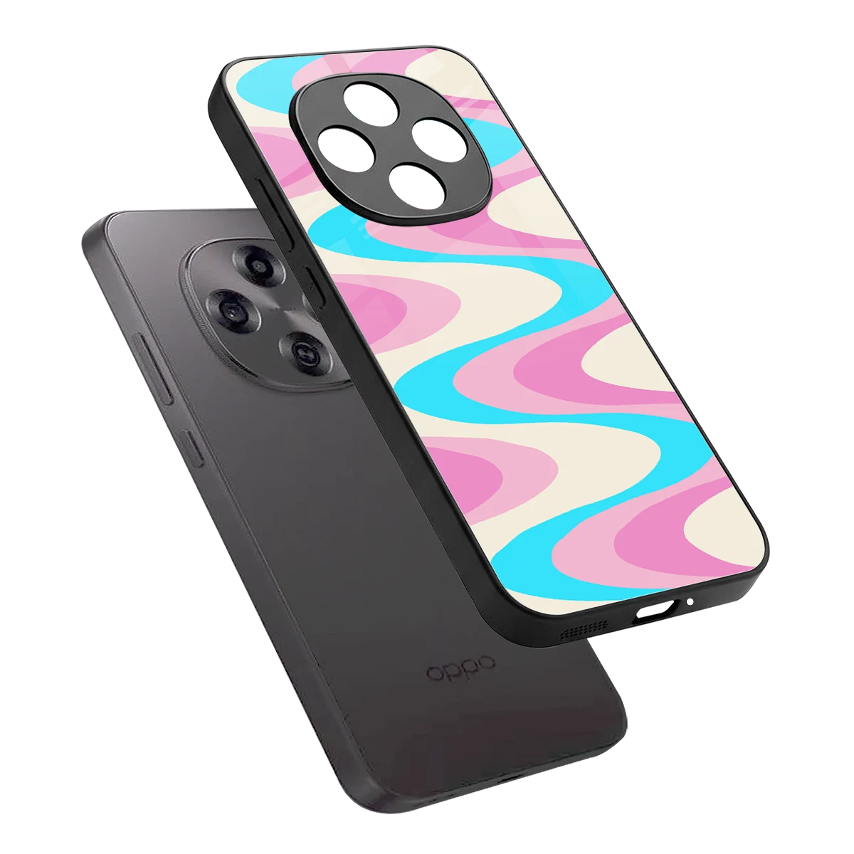 Psychedelic Zig sleek oppo f31 pro 5g cover with tempered glass back and TPU edges
