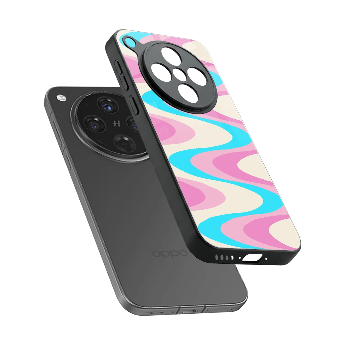 Psychedelic Zig sleek oppo find x8 cover with tempered glass back and TPU edges