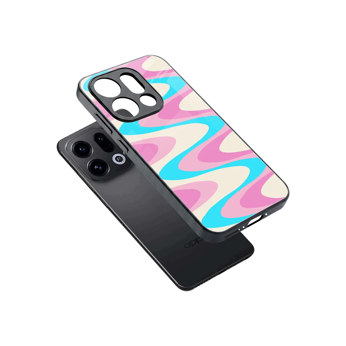 Psychedelic Zig sleek oppo find x9 cover with tempered glass back and TPU edges