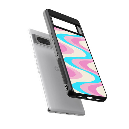 Psychedelic Zig sleek google pixel 7 cover with tempered glass back and TPU edges