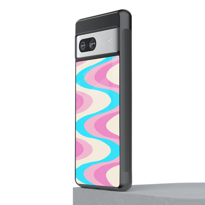 Psychedelic Zig stylish phone case for google pixel 7 | glossy glass and slim fit