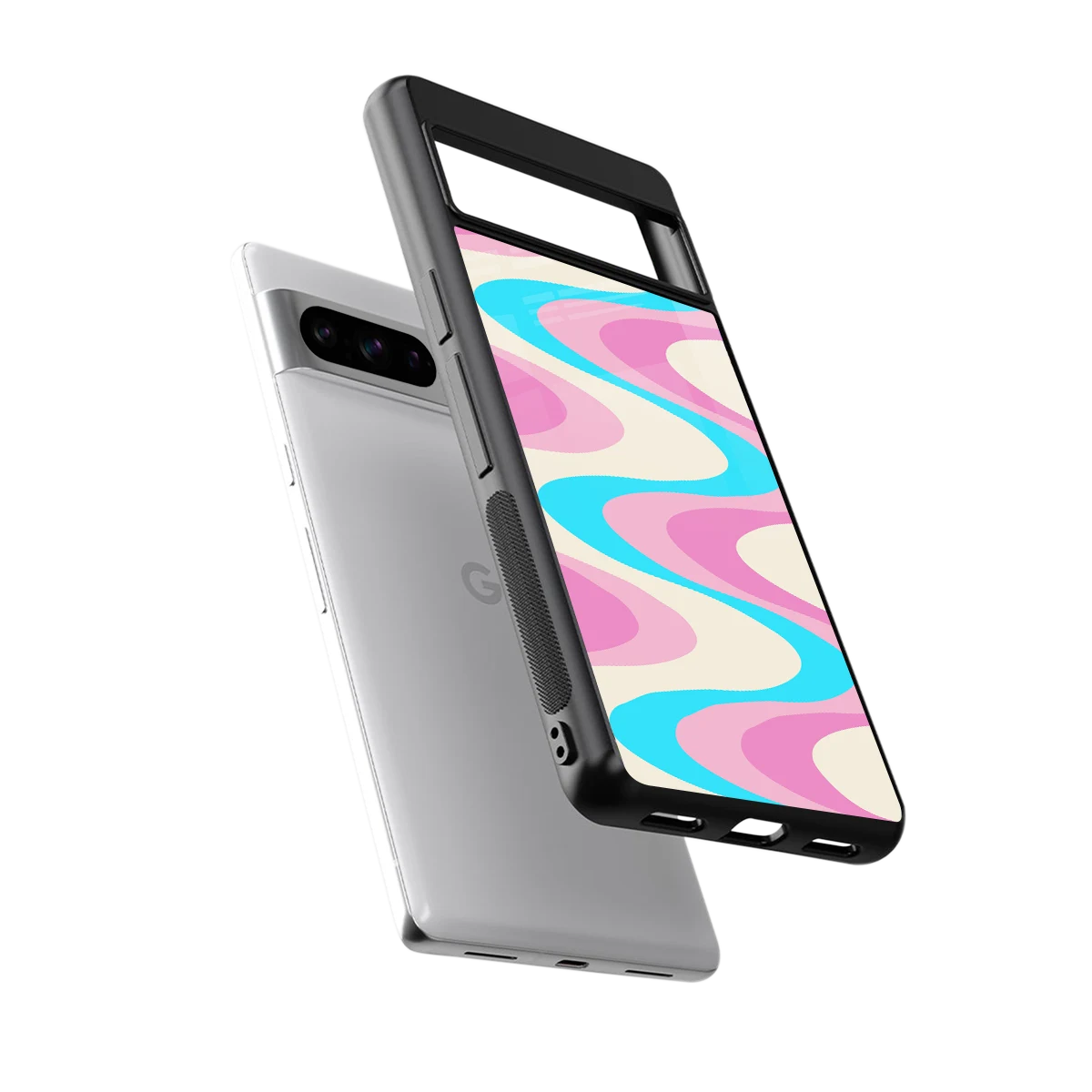 Psychedelic Zig sleek google pixel 8 pro cover with tempered glass back and TPU edges