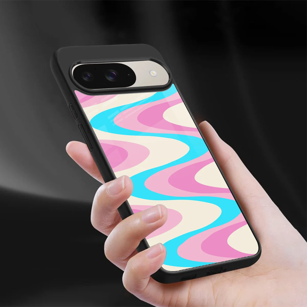 Psychedelic Zig sleek google pixel 9 cover with tempered glass back and TPU edges