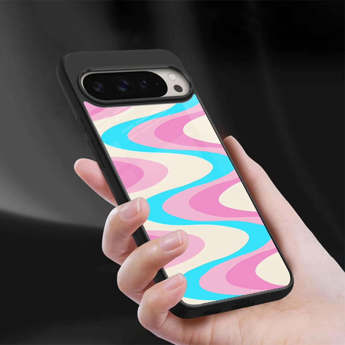 Psychedelic Zig sleek google pixel 9 pro cover with tempered glass back and TPU edges