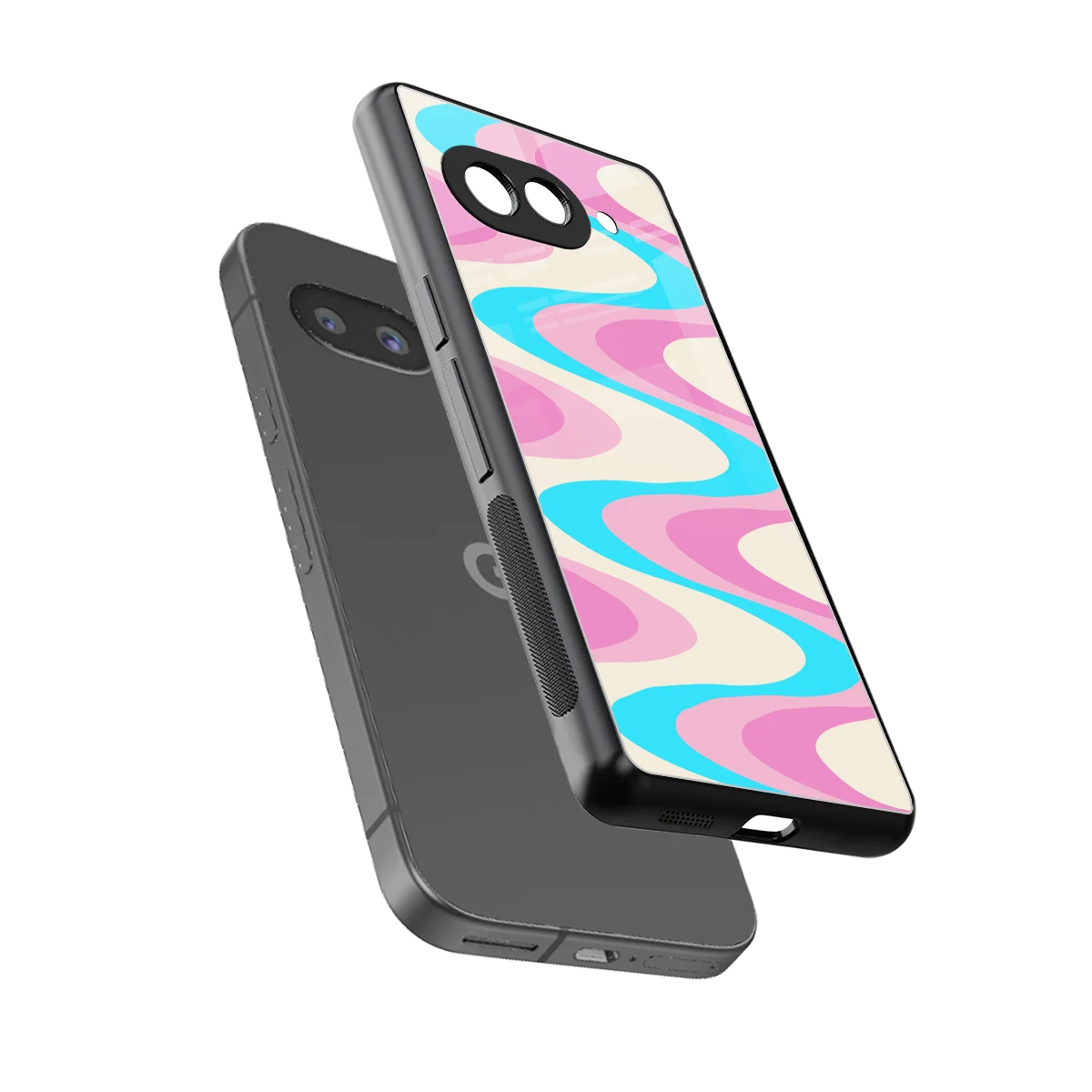 Psychedelic Zig sleek google pixel 10a cover with tempered glass back and TPU edges