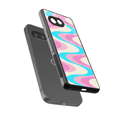 Psychedelic Zig sleek google pixel 10a cover with tempered glass back and TPU edges