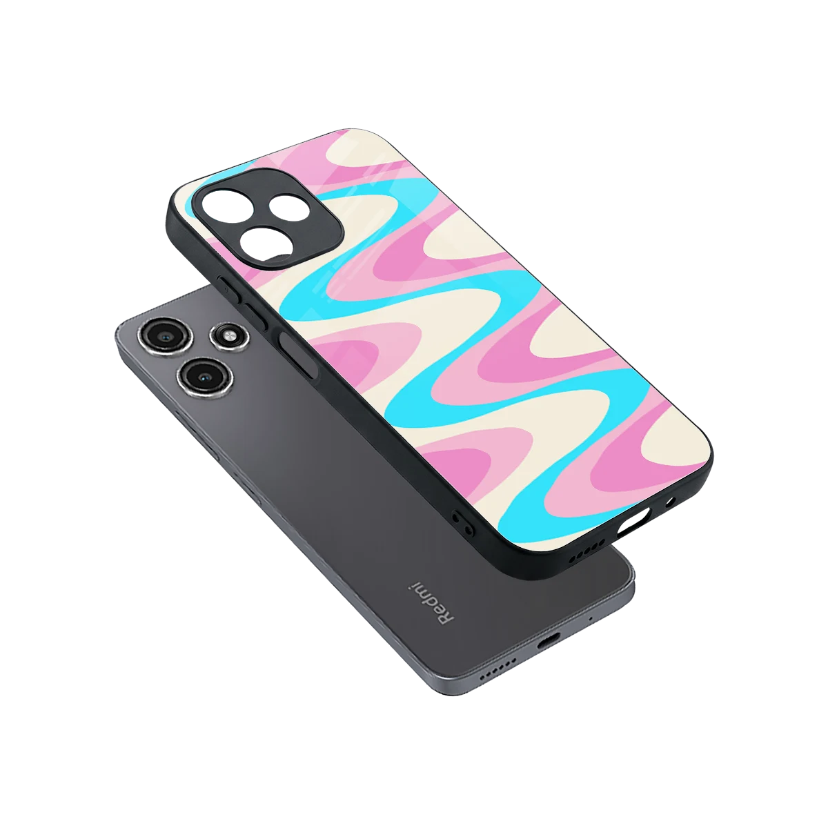 Psychedelic Zig sleek redmi 12 5g cover with tempered glass back and TPU edges