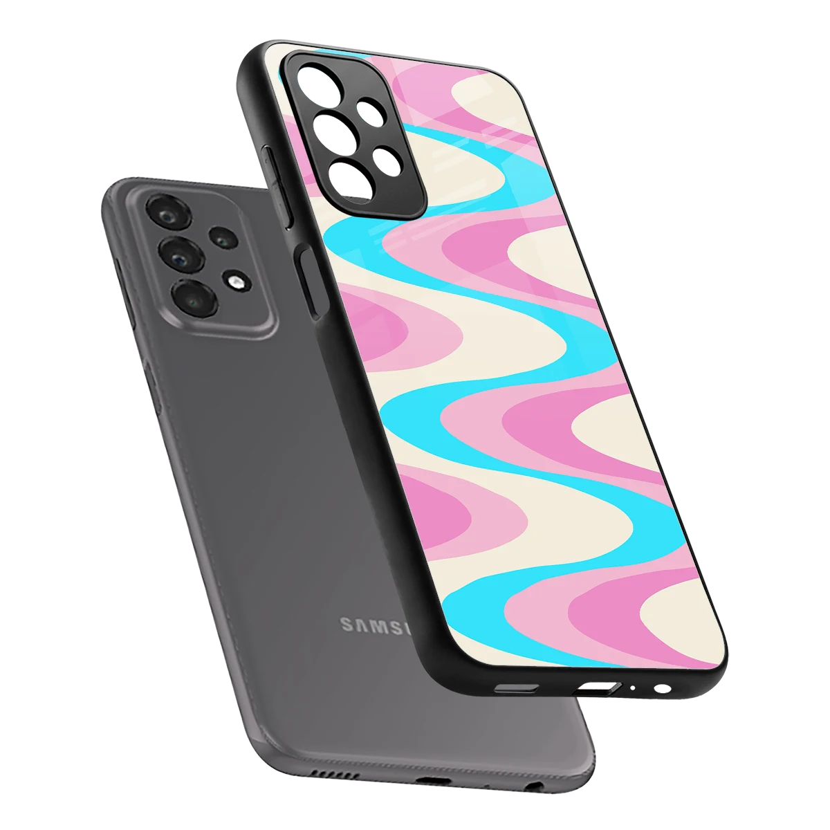 Psychedelic Zig sleek samsung galaxy a23 cover with tempered glass back and TPU edges