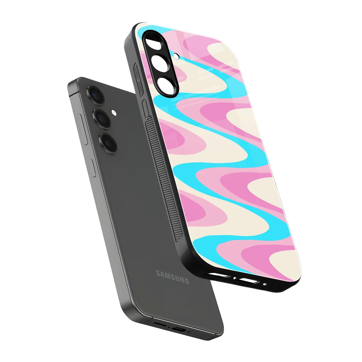 Psychedelic Zig sleek samsung galaxy m35 5g cover with tempered glass back and TPU edges
