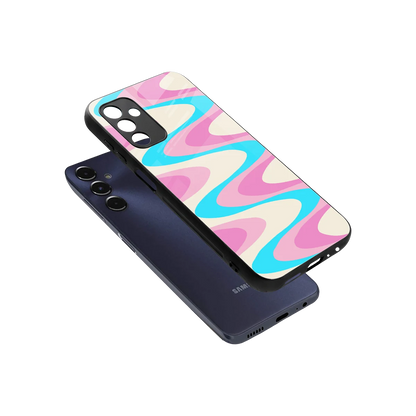 Psychedelic Zig sleek samsung galaxy m14 5g cover with tempered glass back and TPU edges