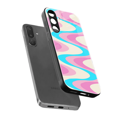 Psychedelic Zig sleek samsung galaxy m56 5g cover with tempered glass back and TPU edges