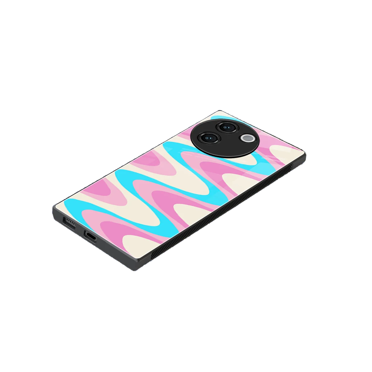Psychedelic Zig stylish phone case for vivo v30e | glossy glass and slim fit