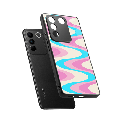 Psychedelic Zig sleek vivo v27 5g cover with tempered glass back and TPU edges