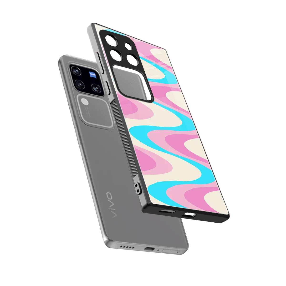 Psychedelic Zig sleekvivo v30 pro cover with tempered glass back and TPU edges