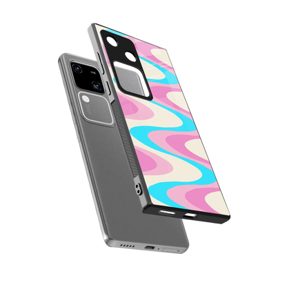 Psychedelic Zig sleek vivo v30 cover with tempered glass back and TPU edges