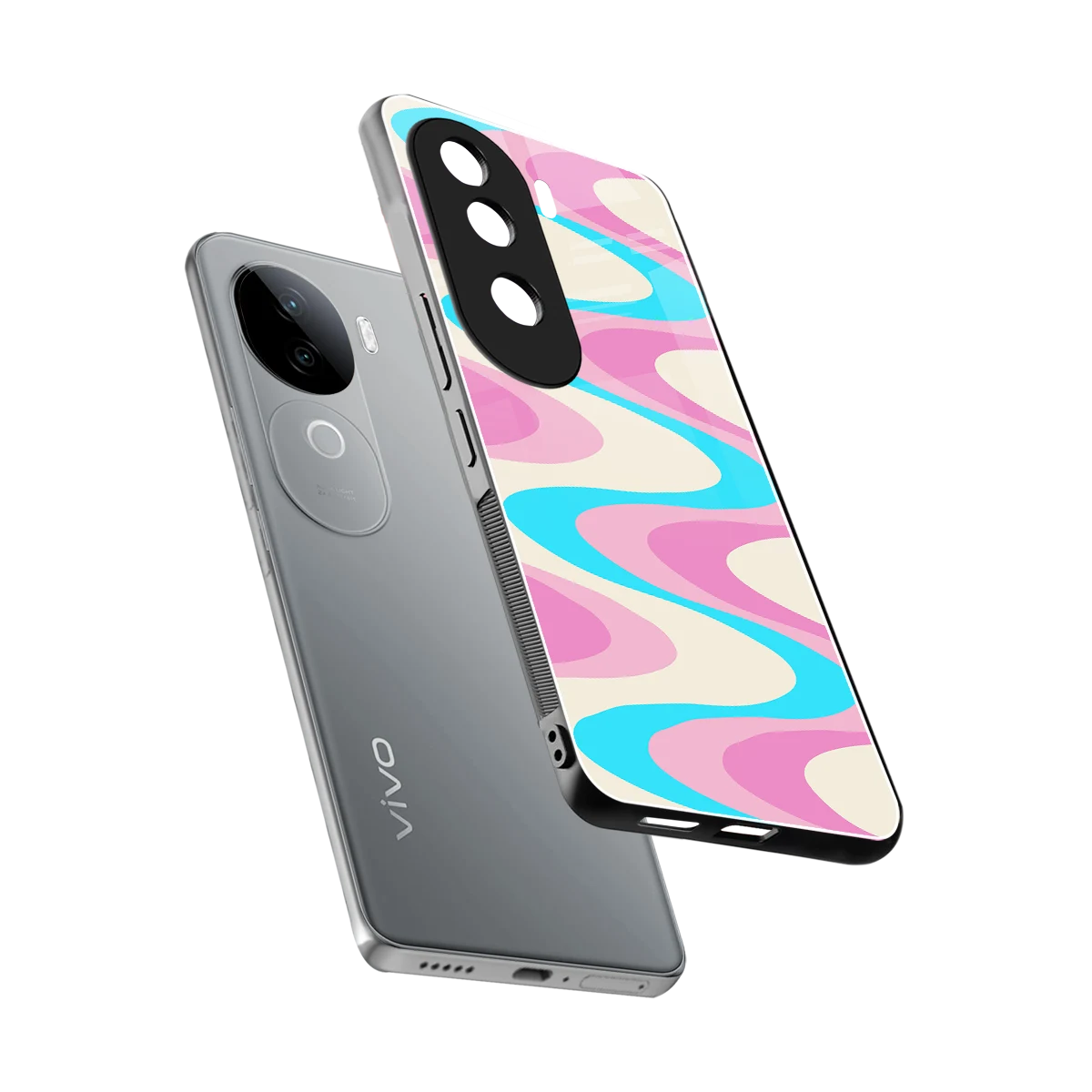 Psychedelic Zig sleek vivo v40e cover with tempered glass back and TPU edges