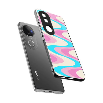 Psychedelic Zig sleek vivo v50 cover with tempered glass back and TPU edges