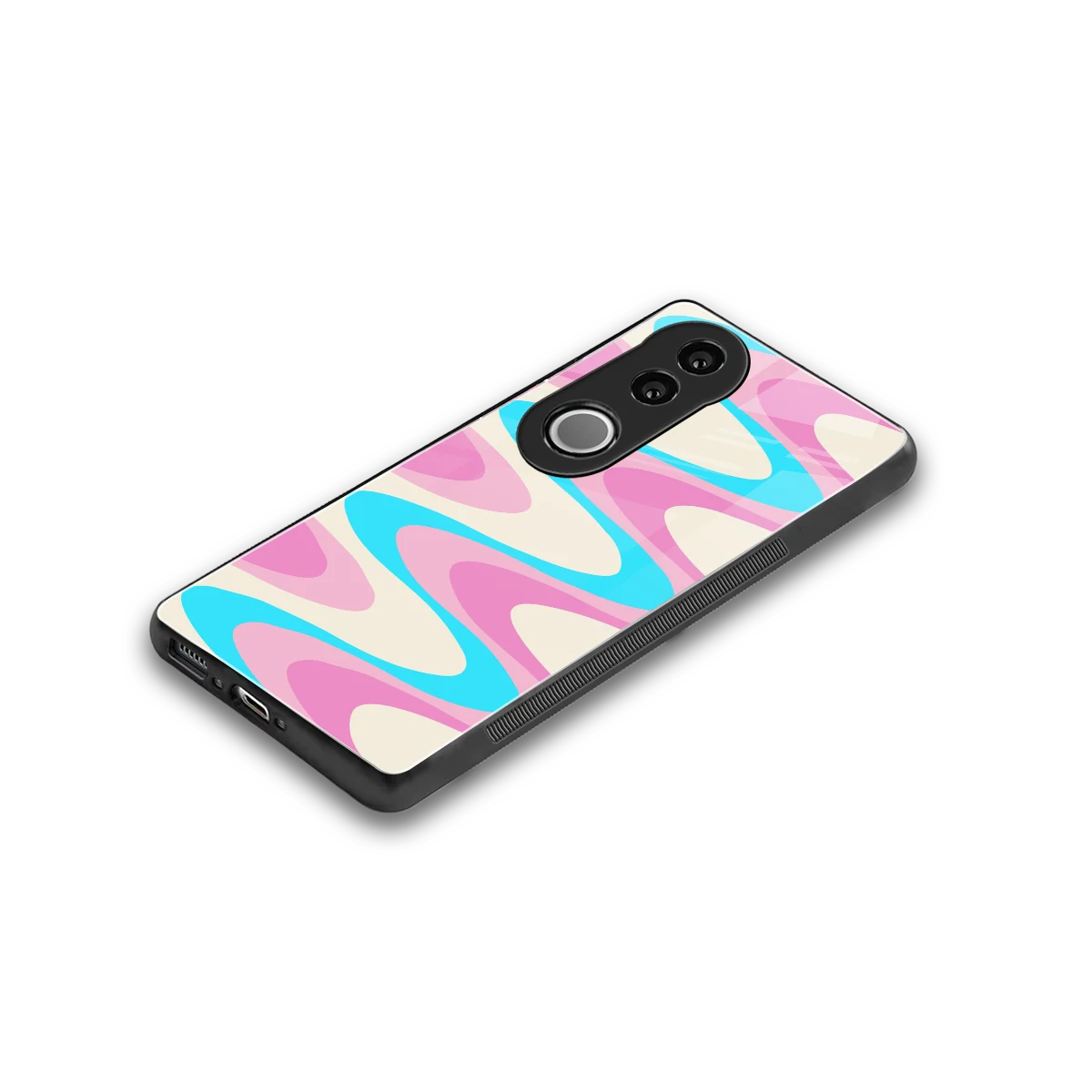 Psychedelic Zig stylish phone case for vivo v50 | glossy glass and slim fit