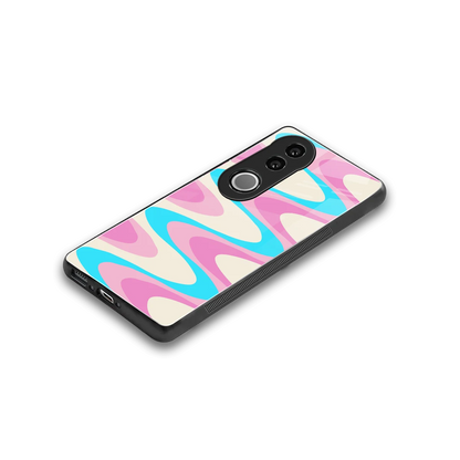 Psychedelic Zig stylish phone case for vivo v50 | glossy glass and slim fit