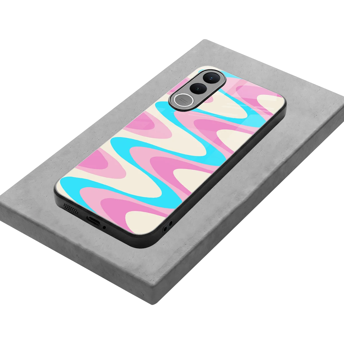 Psychedelic Zig stylish phone case for vivo v70 fe | glossy glass and slim fit