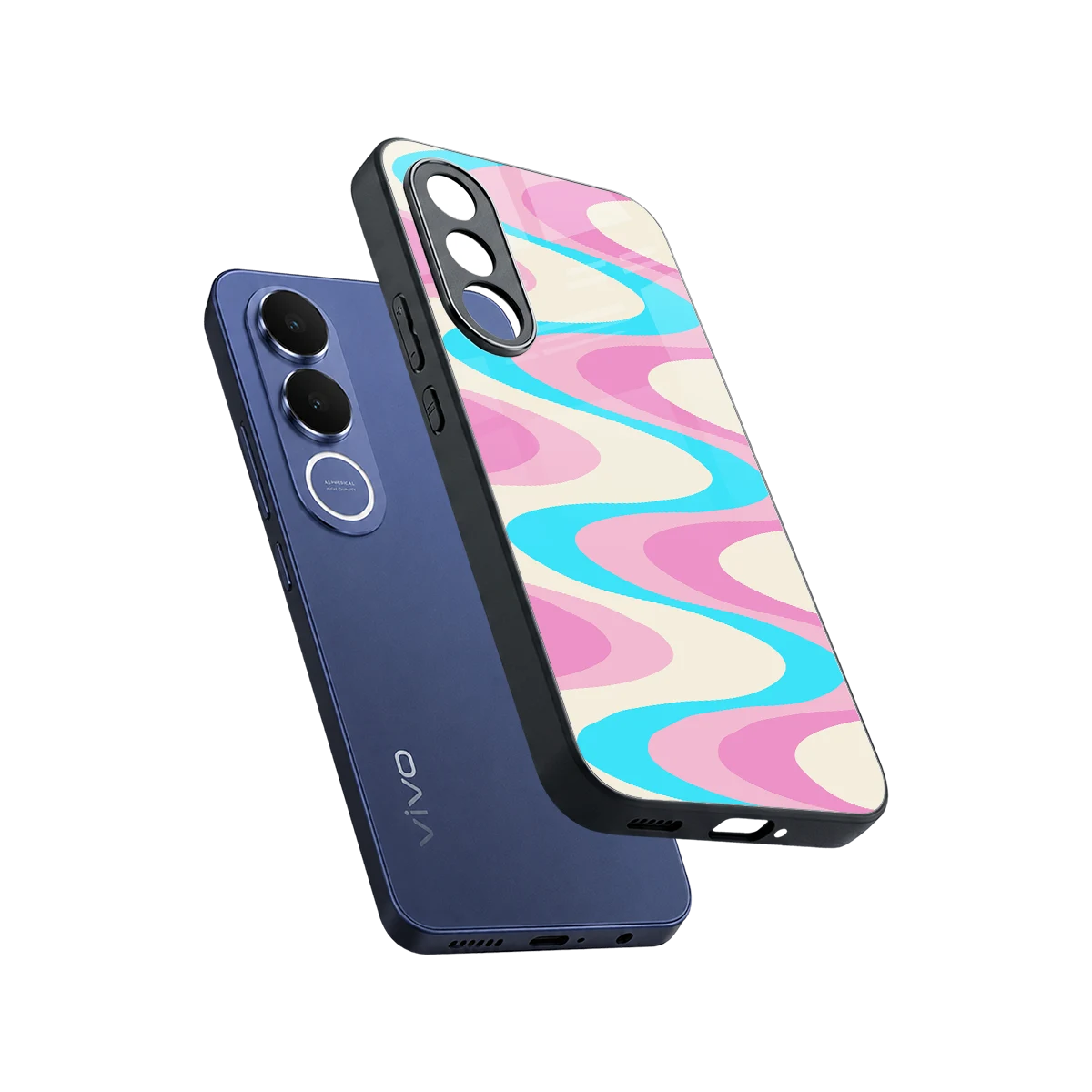 Psychedelic Zig sleek vivo v70 fe cover with tempered glass back and TPU edges