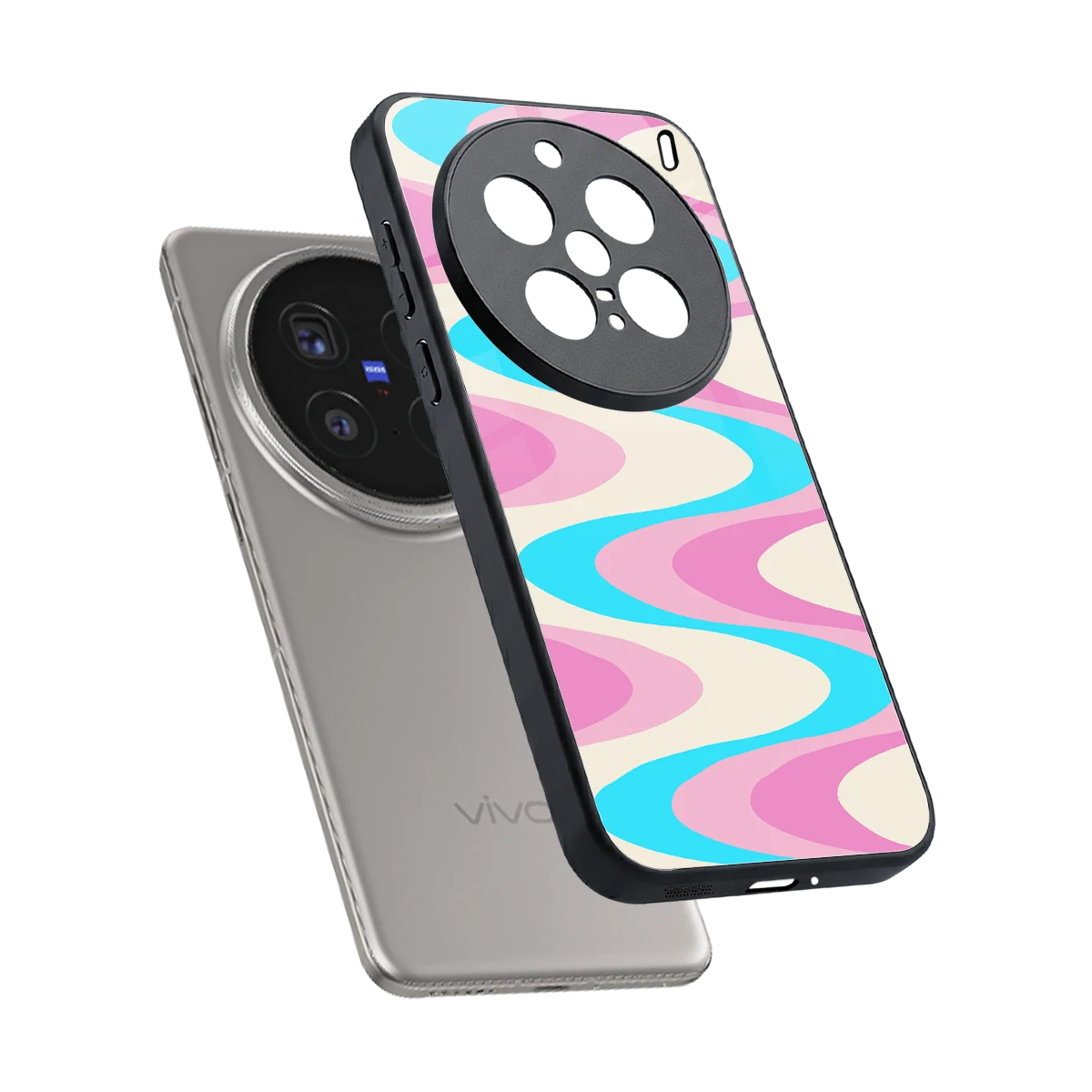 Psychedelic Zig sleek vivo x200 pro cover with tempered glass back and TPU edges
