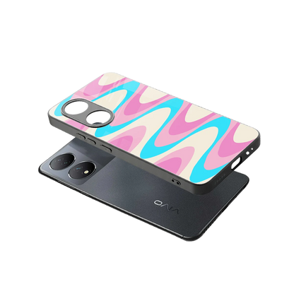Psychedelic Zig sleek Vivo-y100 cover with tempered glass back and TPU edges