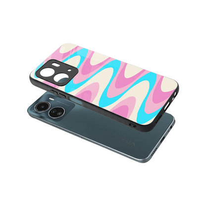 Psychedelic Zig sleek vivo y16 cover with tempered glass back and TPU edges