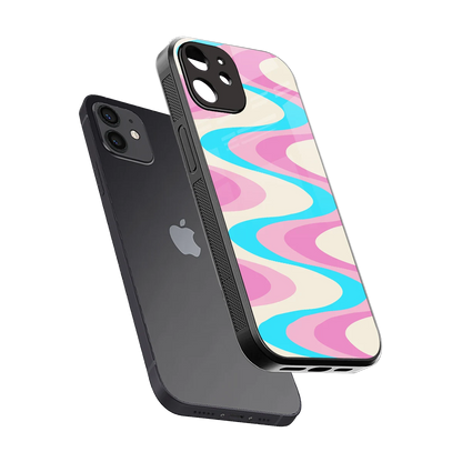 Psychedelic Zig sleek iphone 12 cover with tempered glass back and TPU edges