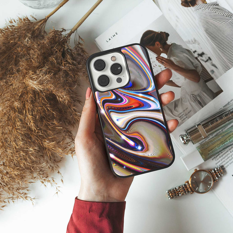 Psychedelic Marble Phone Case for Iphone 15 Pro | Glass Case