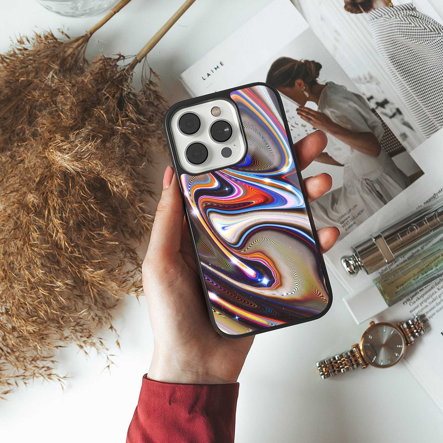 Psychedelic Marble Phone Case for Iphone 16 | Glass Case