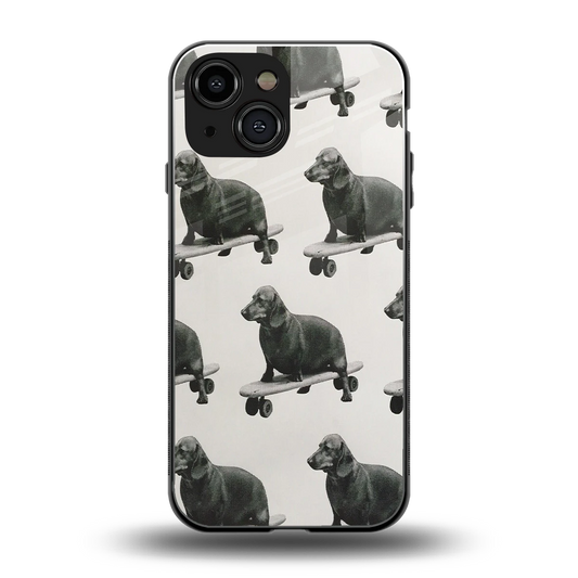 Pup Skater back phone cover | glass case for iphone 13 mini