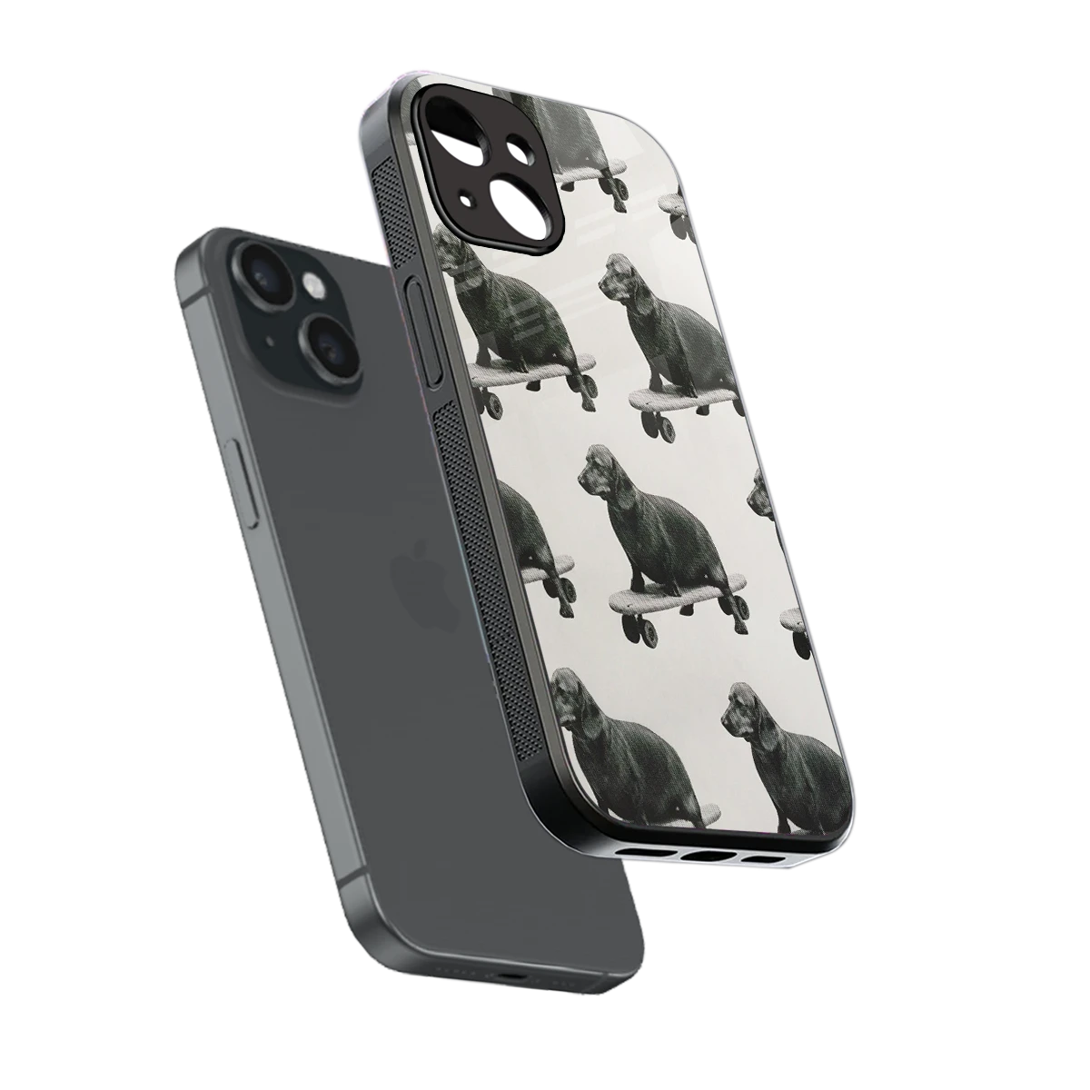 Pup Skater sleek iphone 14 cover with tempered glass back and TPU edges
