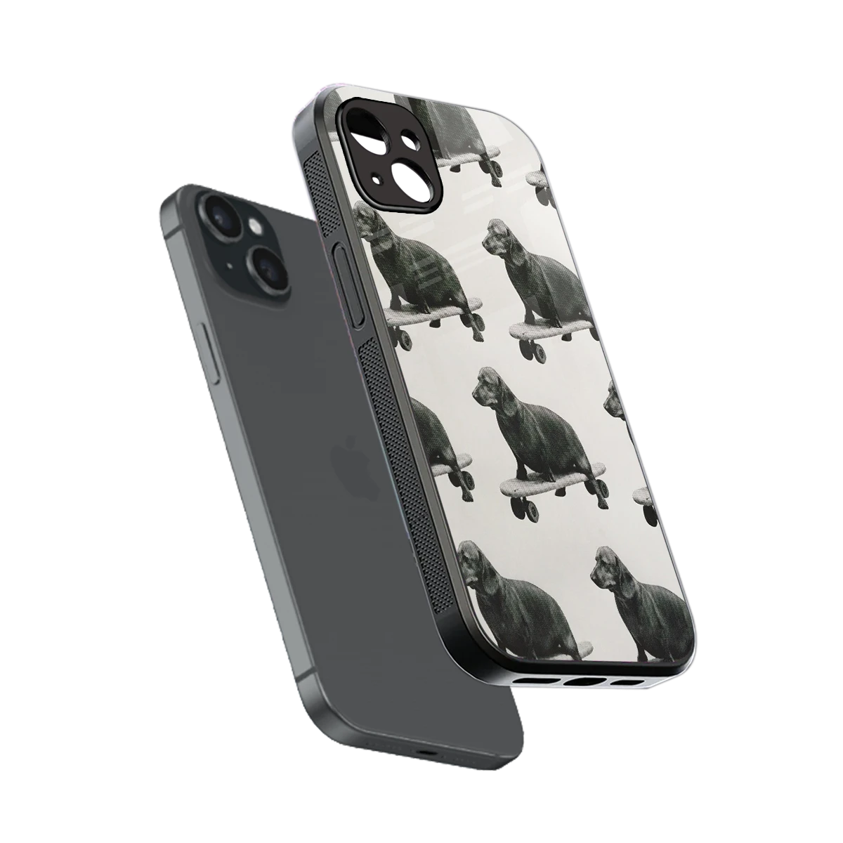 Pup Skater sleek iphone 14 plus cover with tempered glass back and TPU edges