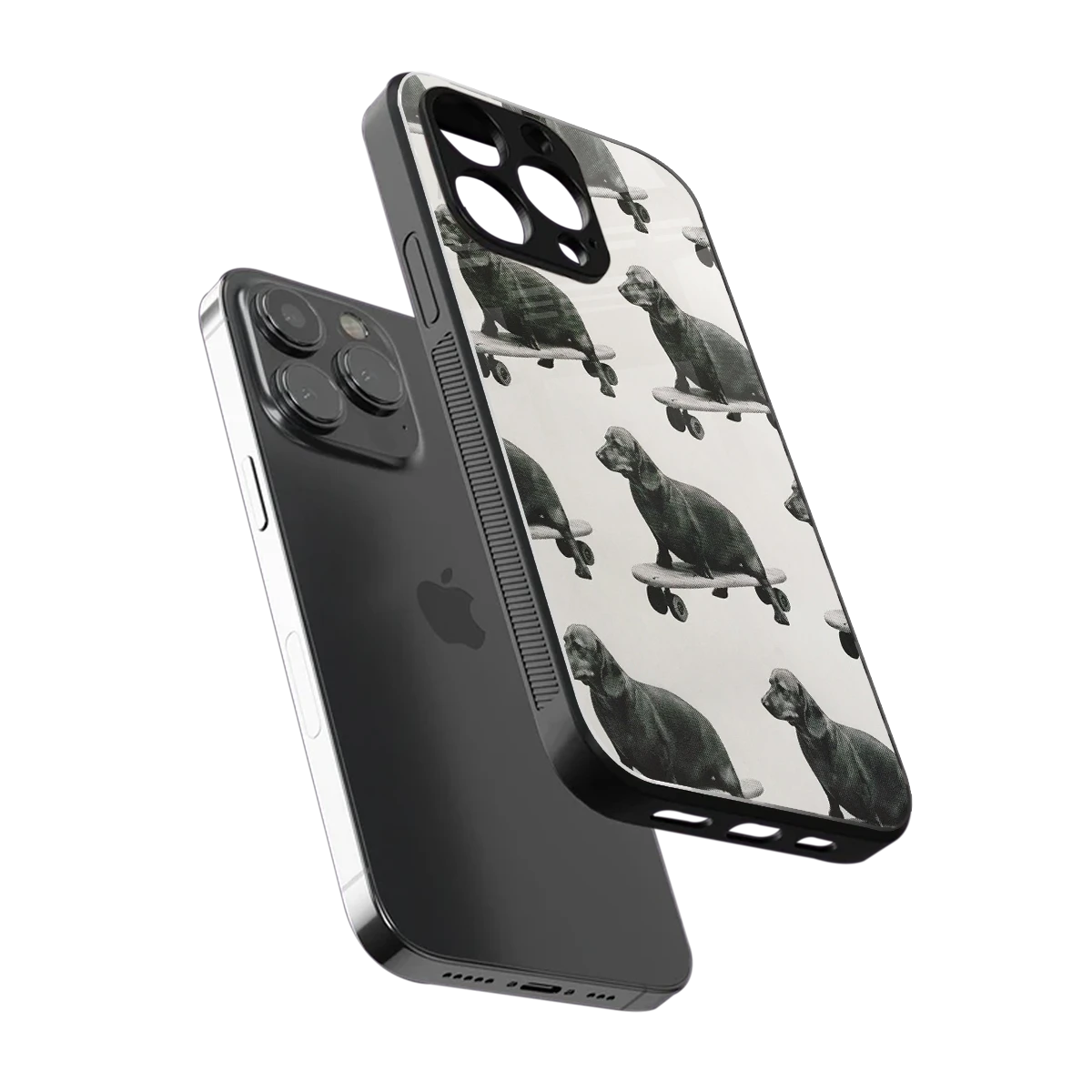 Pup Skater sleek iphone 15 pro max cover with tempered glass back and TPU edges