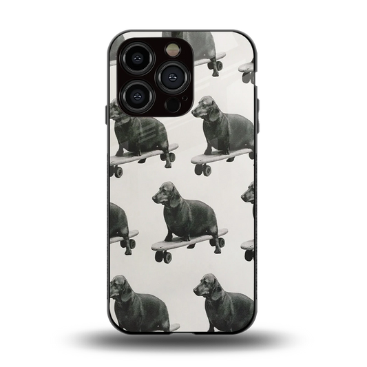 Pup Skater back phone cover | glass case for iphone 15 pro