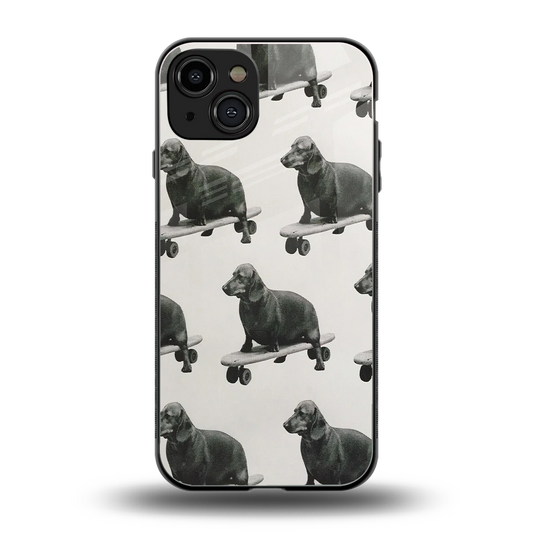 Pup Skater back phone cover | glass case for iphone 15