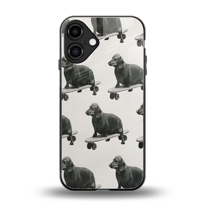 Pup Skater back phone cover | glass case for iphone 16 plus