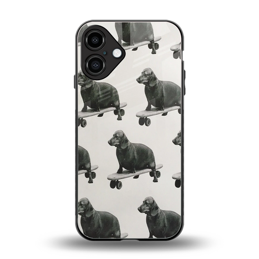 Pup Skater back phone cover | glass case for iphone 16 plus