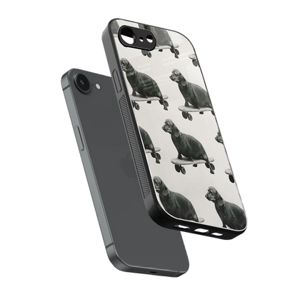 Pup Skater sleek iphone 16e cover with tempered glass back and TPU edges