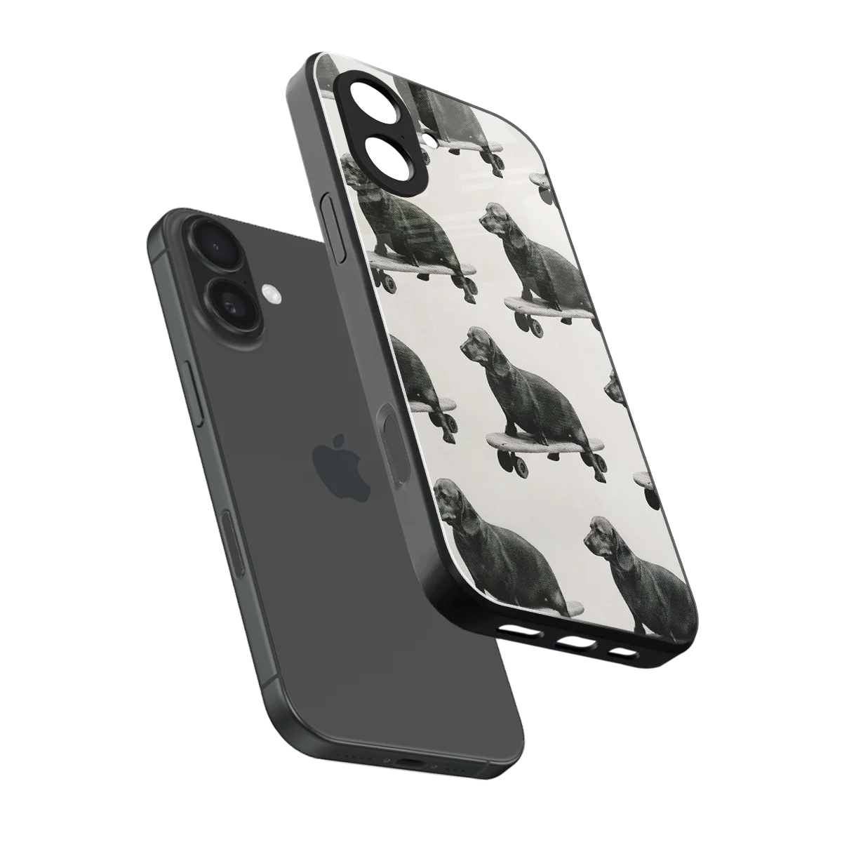 Pup Skater sleek iphone 17 cover with tempered glass back and TPU edges