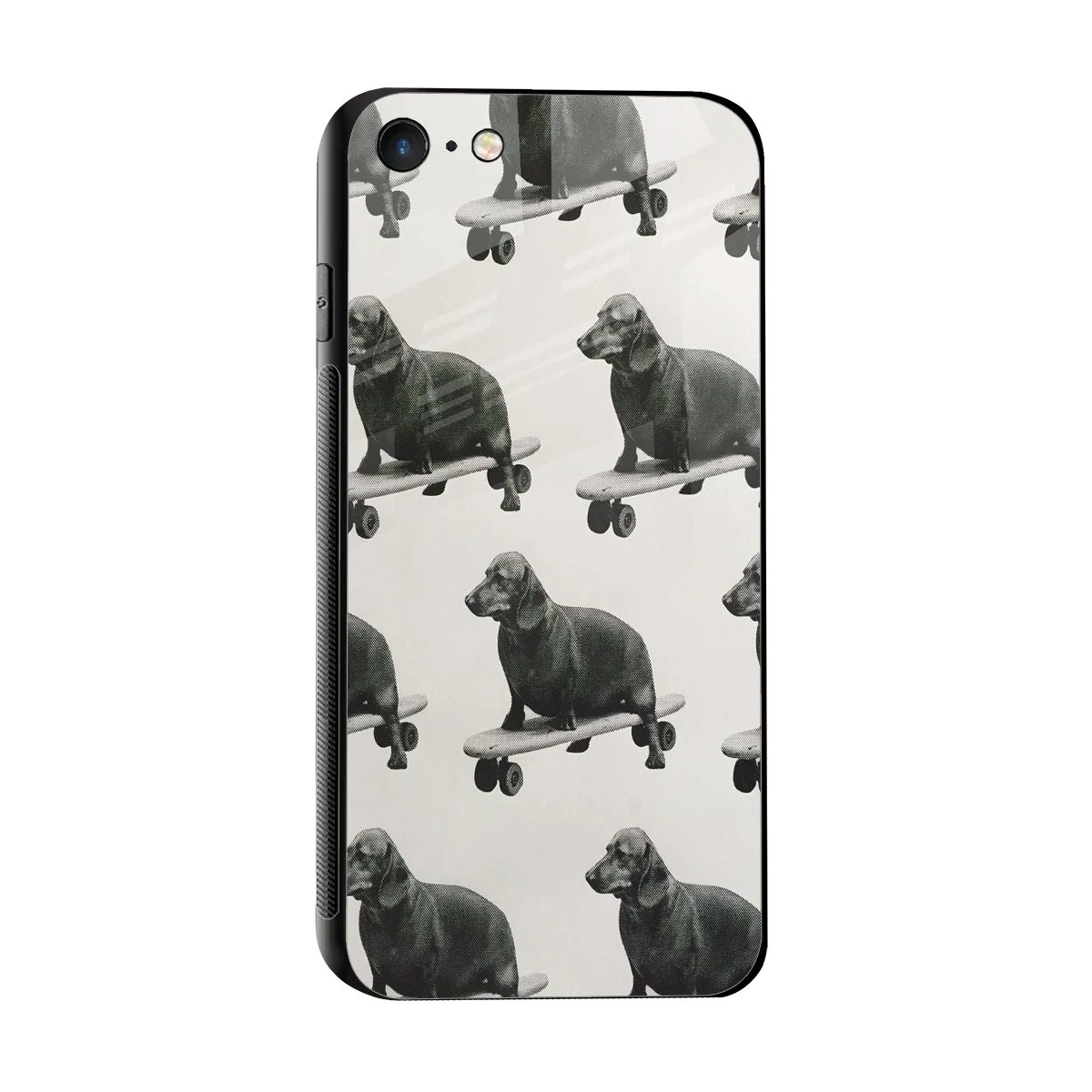 Pup Skater sleek iphone 7 cover with tempered glass back and TPU edges