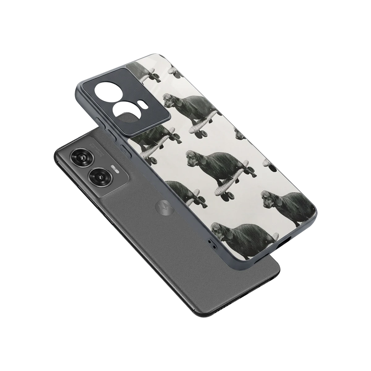 Pup Skater sleek motorola edge 50 fusion cover with tempered glass back and TPU edges